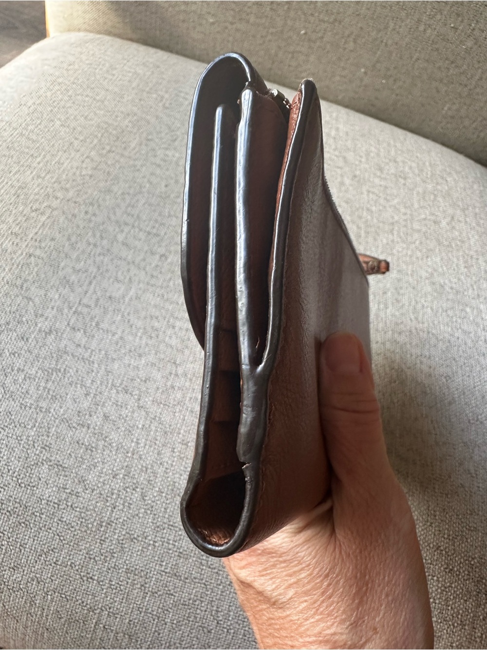 Coach Tri-fold Leather Wallet in Cognac Brown - Picture 10 of 14